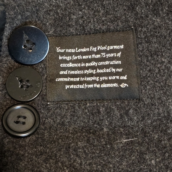 London Fog Womens Winter Wool Pea Coat Sz Med Dark Gray/Black W/ Hood - Picture 6 of 6